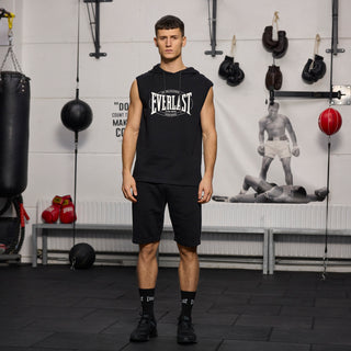 Everlast® EVERLAST Mens Worldwide Raw Sleveless Sweat Hoddie Sweatshirt Black