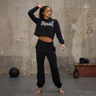 Everlast® EVERLAST Womens Iconic Logo Cropped Sweat Hoodie Sweatshirt Black
