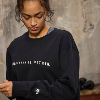 Everlast® EVERLAST Womens Oversized Greatness Is Within Crew Sweat Sweatshirt Black