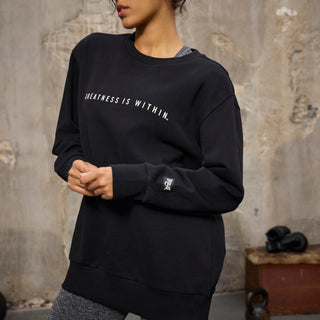 Everlast® EVERLAST Womens Oversized Greatness Is Within Crew Sweat Sweatshirt Black