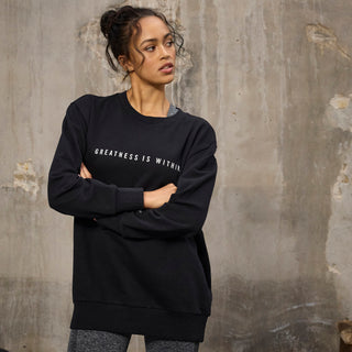 Everlast® EVERLAST Womens Oversized Greatness Is Within Crew Sweat Sweatshirt Black