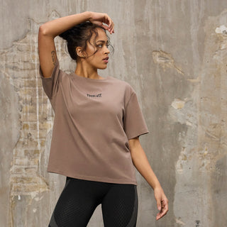 Everlast® EVERLAST Womens SS Oversized Iconic Cotton Stretch Tee T-shirt Sand
