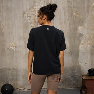Everlast® EVERLAST Womens SS Oversized Iconic Logo Cotton Stretch Tee T-shirt Black