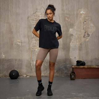 Everlast® EVERLAST Womens SS Oversized Iconic Logo Cotton Stretch Tee T-shirt Black