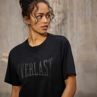 Everlast® EVERLAST Womens SS Oversized Iconic Logo Cotton Stretch Tee T-shirt Black