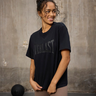 Everlast® EVERLAST Womens SS Oversized Iconic Logo Cotton Stretch Tee T-shirt Black