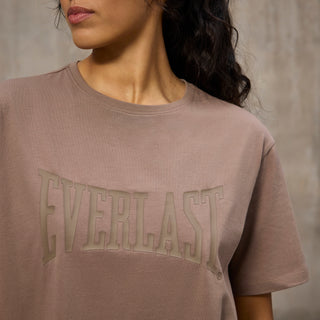 Everlast® EVERLAST Womens SS Oversized Iconic Logo Cotton Stretch Tee T-shirt Sand