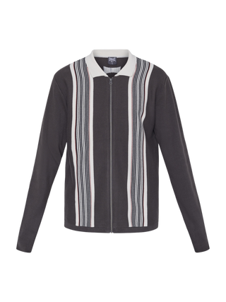 Everlast® Retro Stripe Zip Polo Knit Brown