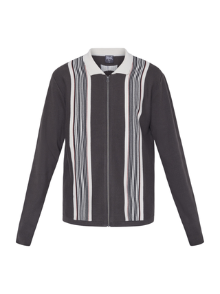 Everlast® Retro Stripe Zip Polo Knit Brown