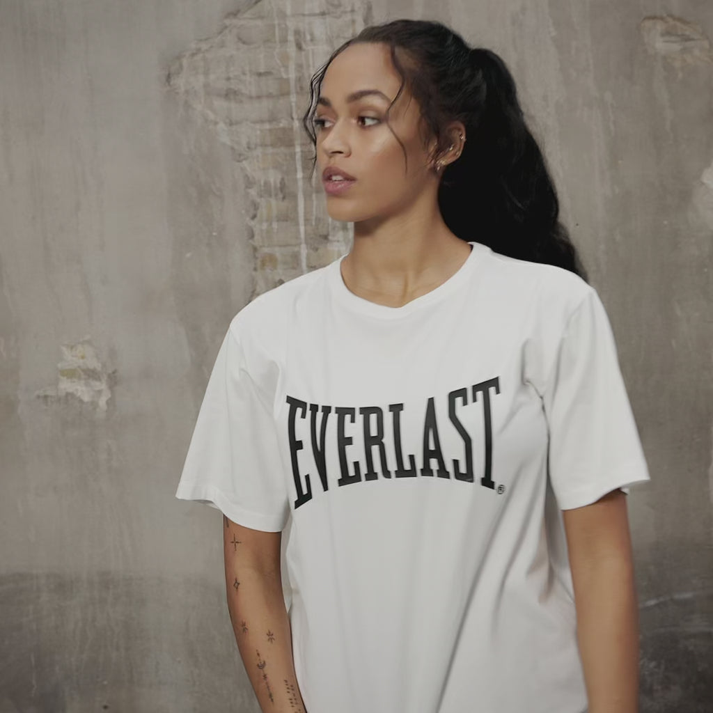 Everlast® Nordic EVERLAST Womens SS Oversized Iconic Logo Cotton Stretch Tee T-shirt Brilliant White 11-4001